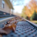 Autumn Leaves Clogged Gutter: Home Exterior Detail